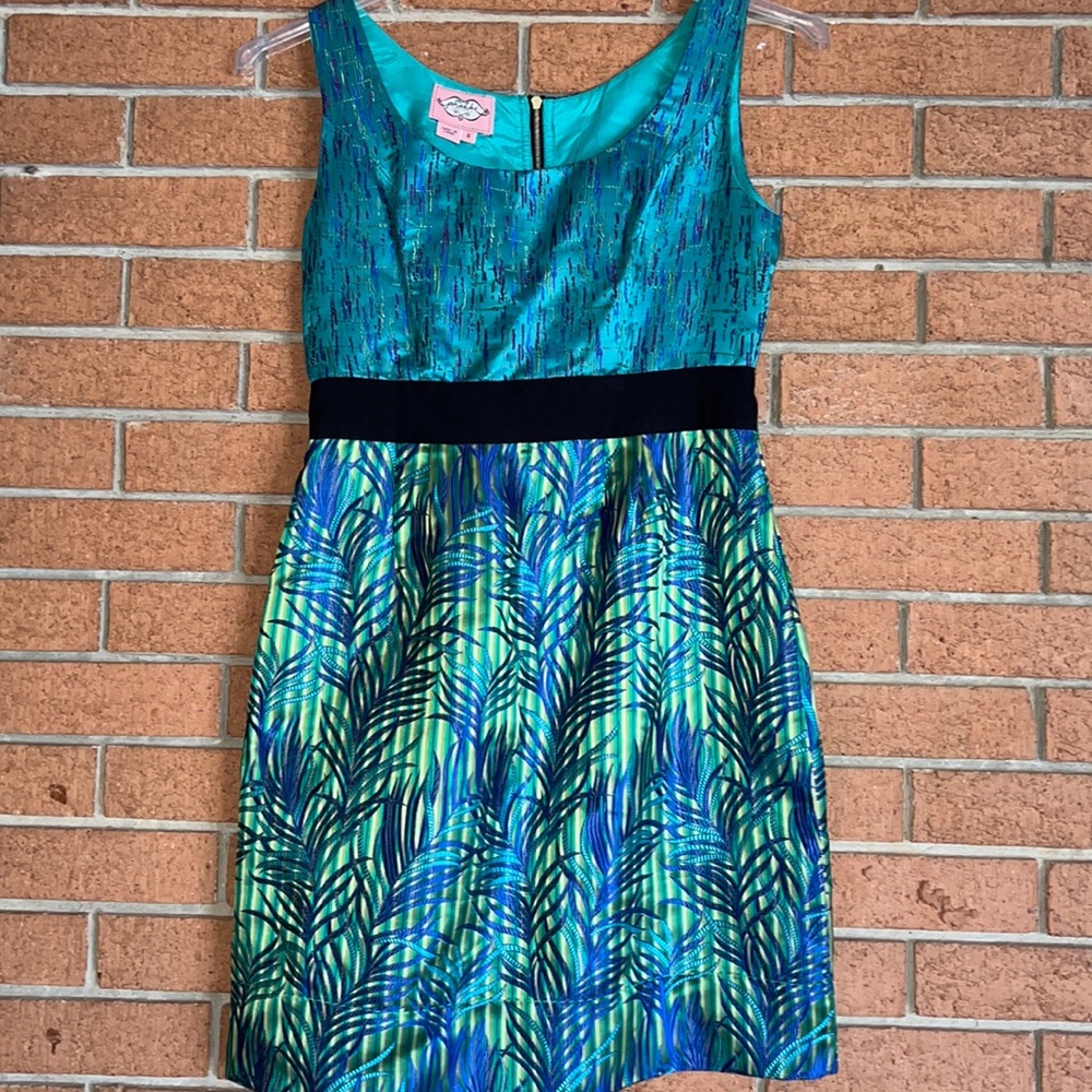 🌴PHOEBE COUTURE🌴MIXED PRINT SLEEVELESS JACQUARD DRESS🌴
